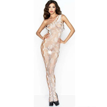 Bodystocking a Rete Crothless Aperto Passion Bianca Sexy e Elegante